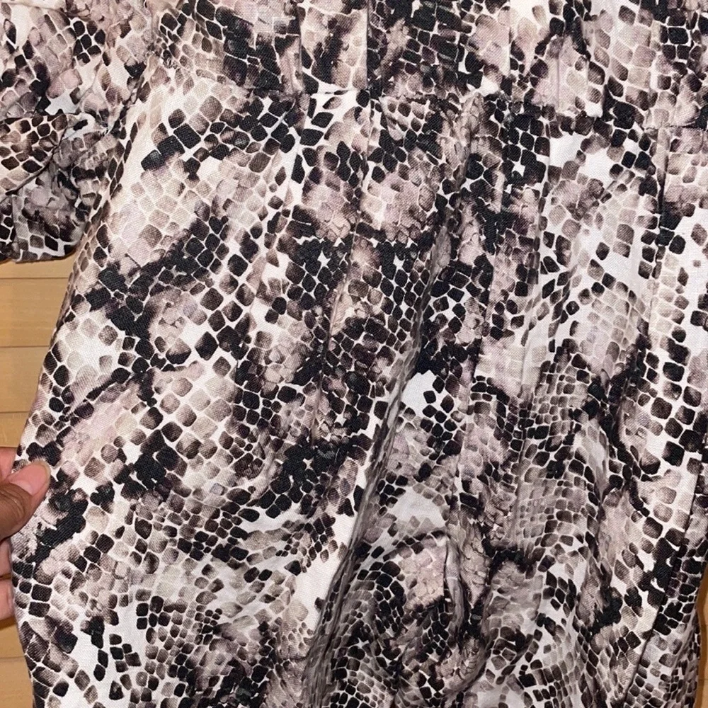 Saloni Phyton Print 100% Linen- Anthracite Jumpsuit - Picture 8 of 12